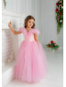 Pink Tulle Ruffle Ankle Length Flower Girl Dress Pink Tulle Ruffle Ankle Length Flower Girl Dress
